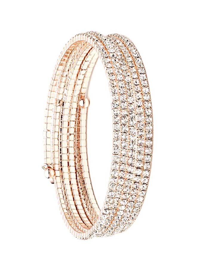 ANNE KLEIN - Brass Multi Row Stone Flex Bracelet Rose Gold - Image 1