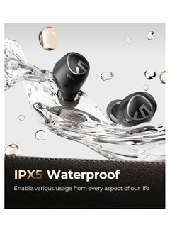 SoundPEATS Free2 Classic Wireless Earbuds Bluetooth V5.1 Headphones With 30Hrs Playtime In-Ear Wireless Earphones Built-In Mic For Clear Calls Touch Control Single Twin Mode Stereo Sound Black  - Image 4