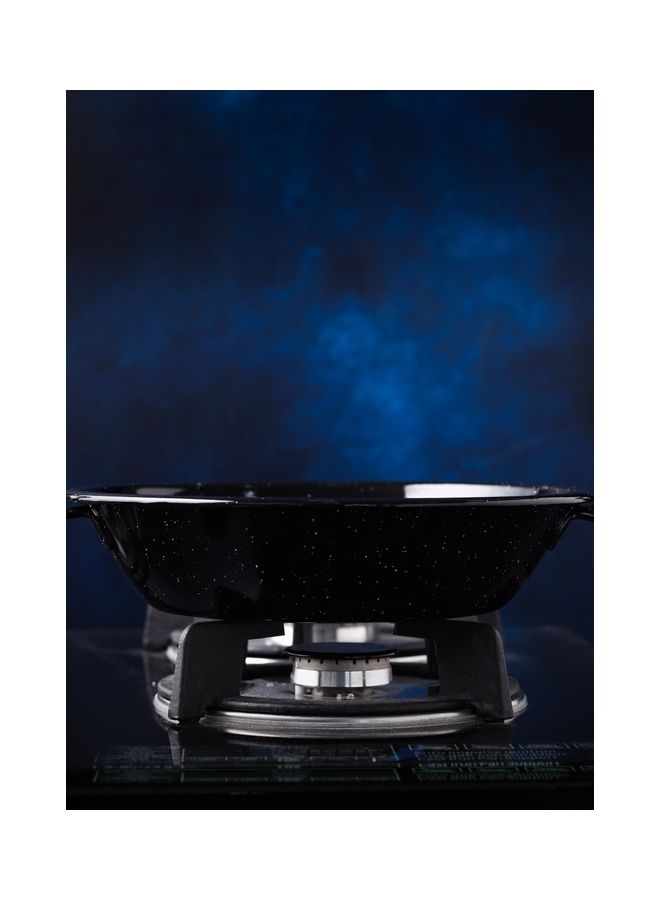 Royalford - Wok Pan With Enamel Coating Stylish Design With Extra Flat Base And Raised Handles Easy Food Release And Cleanup Black 22cm - Image 1