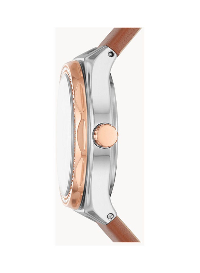 FOSSIL Women's Analog Round Shape Leather BQ3803 30 Millimeter  - Image 3