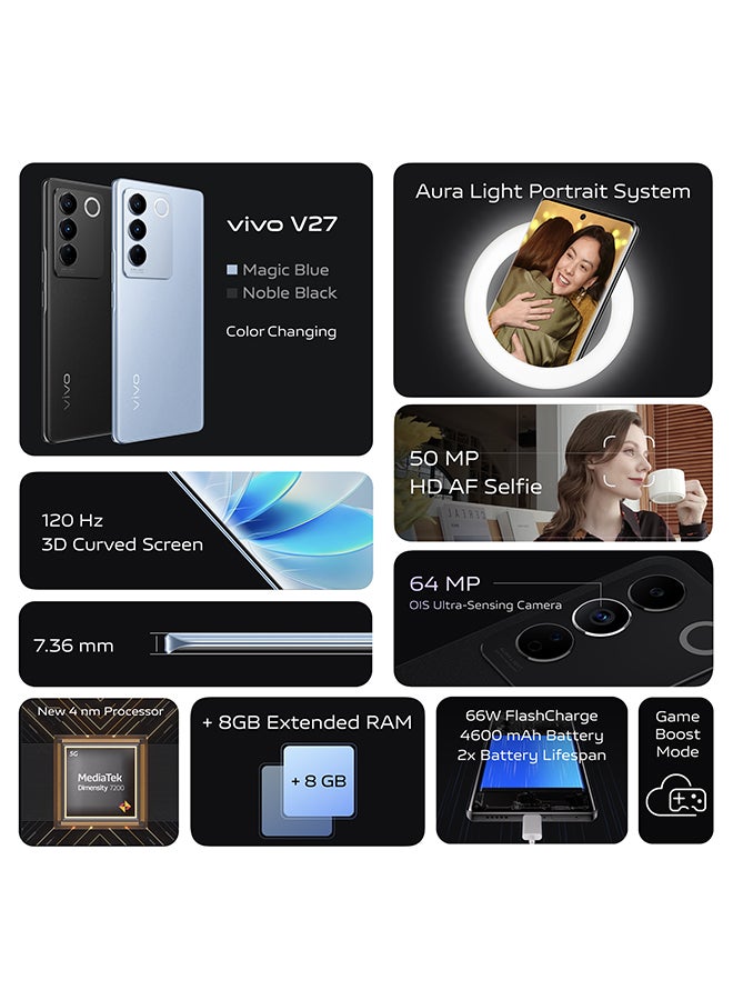 vivo - V27 5G Dual Sim Magic Blue 12GB RAM 256GB - Middle East Version - Image 1