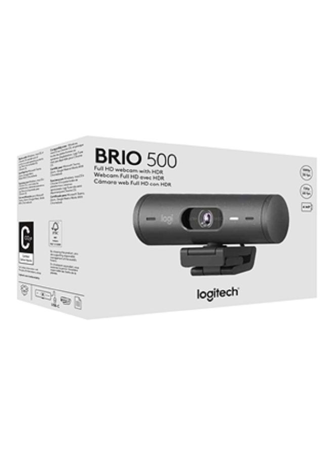 Logitech - Brio 500 Full HD Webcam with Auto Light Correction, Show Mode, Dual Noise Reduction Mics, Privacy Cover, Works Microsoft Teams, Google Meet, Zoom, USB-C Cable Black - Image 1
