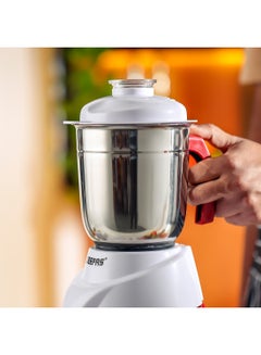 GEEPAS 2-In-1 Juicer And Mixer Grinder, Powerful Motor, Harmonic Grinding Technology , Stainless Steels Jars, Swirl Control, Dry & Wet Grinding Blades, 3 Speed Control, Overload Protection, Non Slip Feet. 1.5 L 550.0 W GSB5456N White/Red  - Image 4
