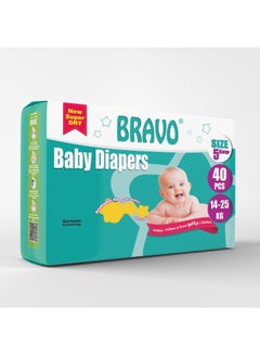 Bravo 40 Piece -Baby Diapers, Size 5 - XL, 14-25 Kg 