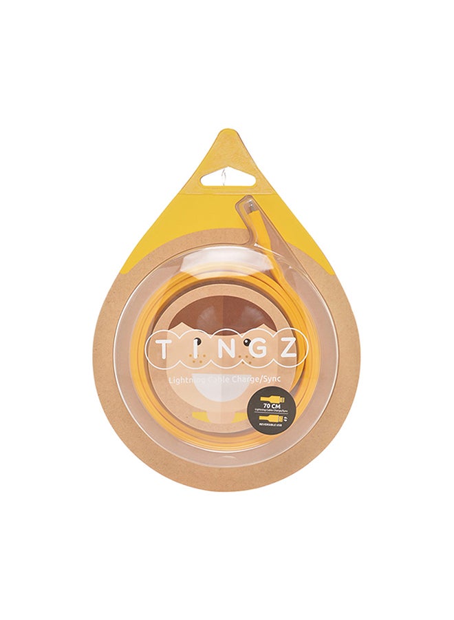 TINGZ Silicon Cable MFI Lightning To USB Cable Yellow  - Image 1
