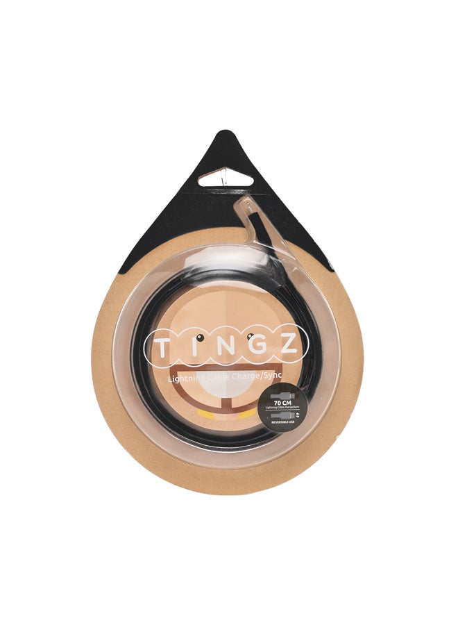 TINGZ Silicon Cable MFI Lightning To USB Cable Black  - Image 1