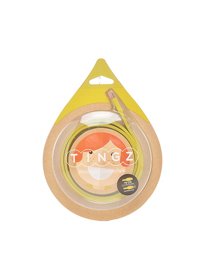 TINGZ Silicon Cable MicroUSB To USB Cable Yellow  - Image 1