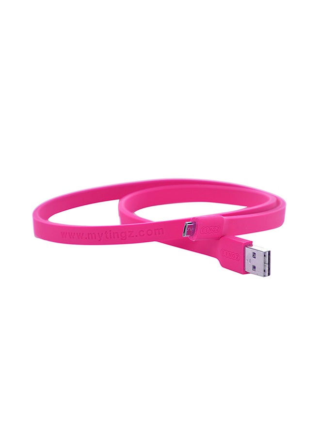 TINGZ Silicon Cable MicroUSB To USB Cable Hot Pink  - Image 2