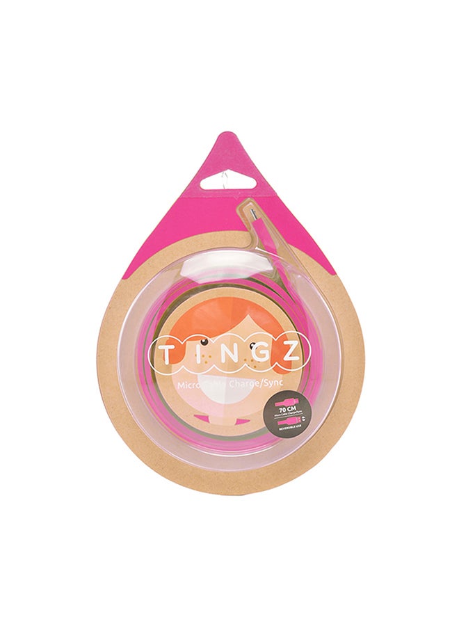 TINGZ Silicon Cable MicroUSB To USB Cable Hot Pink  - Image 1