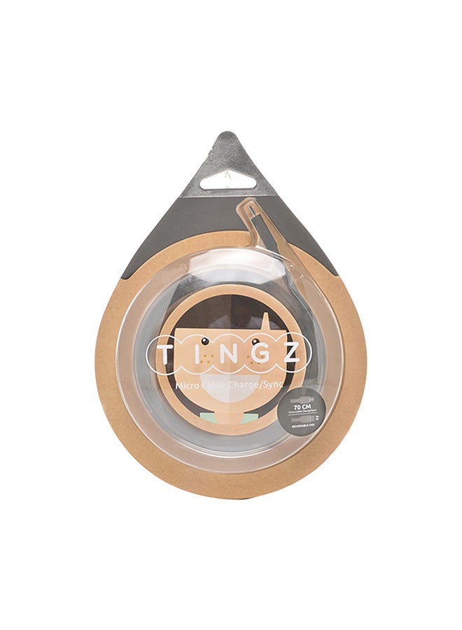 TINGZ Silicon Cable MicroUSB To USB Cable Grey  - Image 1