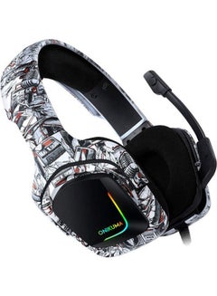 onikuma K20 Camoflage Gaming Headset with Surround Sound Headphones with Mic Works For PS4 /PS5 /XOne /XSeries /Nswitch /PC,RGB Lightweight Soft Earmuffs & Volume Control  - Image 1