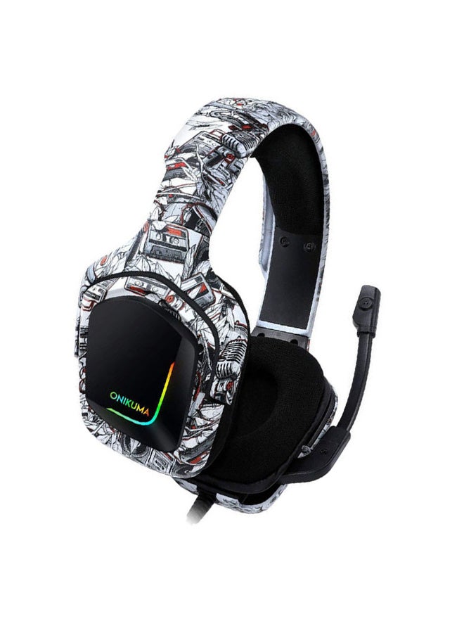 onikuma - K20 Camoflage Gaming Headset with Surround Sound Headphones with Mic Works For PS4 /PS5 /XOne /XSeries /Nswitch /PC,RGB Lightweight Soft Earmuffs & Volume Control - Image 1