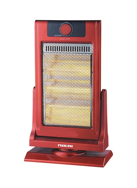 Electric Heater, 3 Halogen Heating Elements And Tip-Over Safety Switch, With Swivel Function, Adjustable Angle 1200 W NHH6500 Red