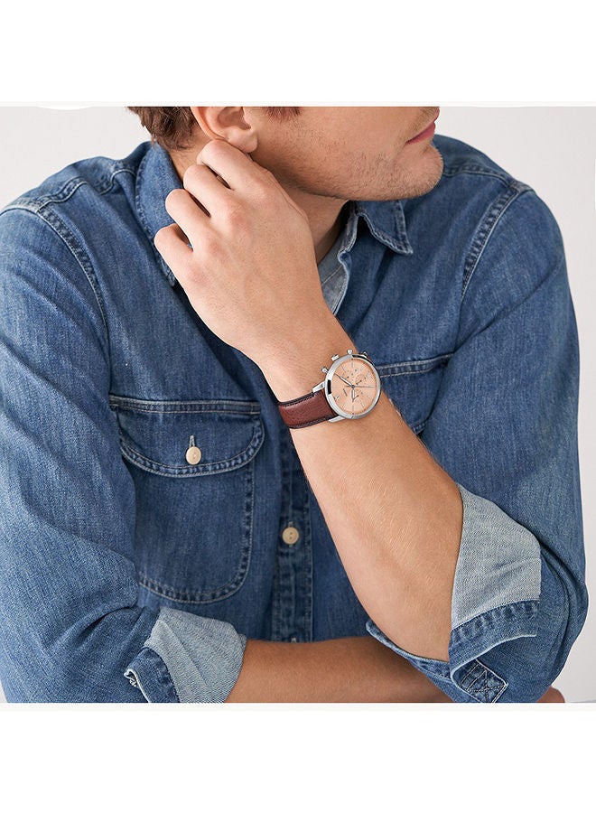 فوسيل كرونوغراف جلد دائري الشكل FS5982 44 ملم - Image 5