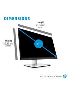 HP E24U G4 Fhd Usb-C Monitor Fhd 1920 X 1080 24 Inch Anti-Glare No Integrated Camera Microphone Speakers Ips Height Adjust Pivot Rotation 3 Years Warranty Black/Silver  - Image 5