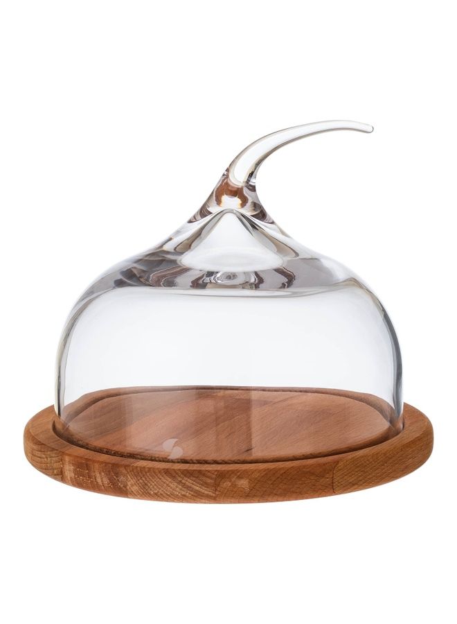 باساباتشي حامل خشبي مع غطاء زجاجي للكيك والحلويات واستخدامات متعددة - Image 1