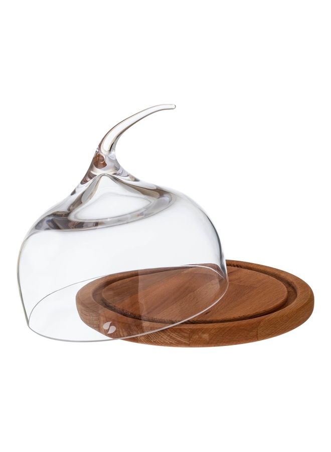 باساباتشي حامل خشبي مع غطاء زجاجي للكيك والحلويات واستخدامات متعددة - Image 2