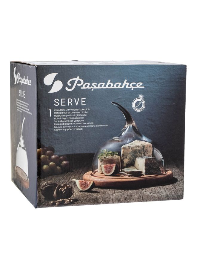 باساباتشي حامل خشبي مع غطاء زجاجي للكيك والحلويات واستخدامات متعددة - Image 3