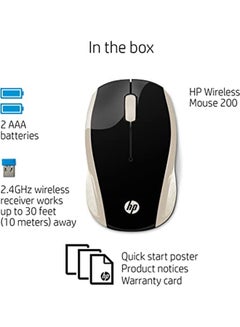 HP HP Wireless Mouse 200, Optical, 1000 DPI, Ambidextrous, (2HU84AA) Silver/Black  - Image 4