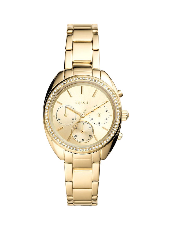 فوسيل كرونوغراف دائري الشكل من الفولاذ المقاوم للصدأ BQ3658 مقاس 34 ملم - Image 1