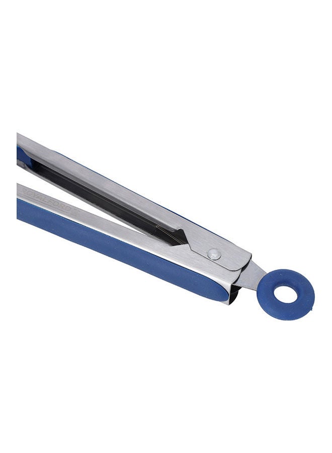 Royalford Silicone Food Tong, 9'' Food Grade Tong, Rf10656 , Stainless Steel Handle With Easy Grip & Smart Padlock System , Tong For Serving, Frying, & Cooking Silver/Blue  - Image 3
