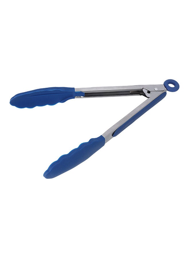 Royalford Silicone Food Tong, 9'' Food Grade Tong, Rf10656 , Stainless Steel Handle With Easy Grip & Smart Padlock System , Tong For Serving, Frying, & Cooking Silver/Blue  - Image 2