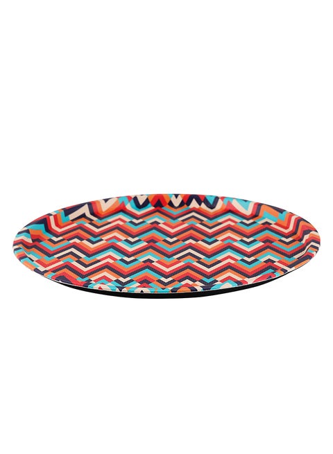 Royalford Round Leather Tray Elegant And Sleek Design Multicolor 35.0cm