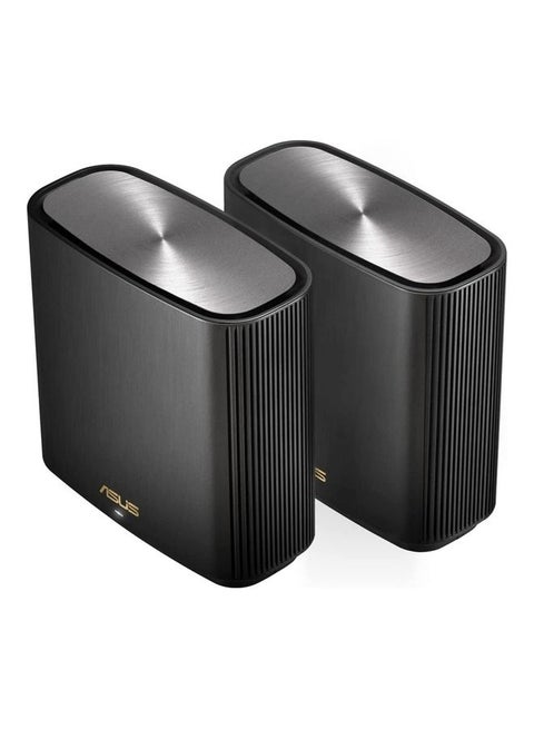 نظام ZenWiFi XT9 AX7800 ثلاثي الموجات WiFi 6 شبكي (عبوتان) أسود، 802.11ax، ما يصل إلى 5700 قدم مربع وأكثر من 6 غرف، AiMesh، أمان إنترنت مجاني مدى الحياة، أدوات الرقابة الأبوية، إعداد سهل، منفذ 2.5G WAN