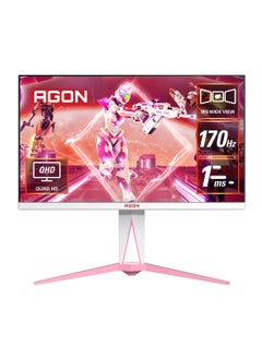 Agon 27" IPS QHD 2K Flat Monitor, 170Hz Refresh Rate, 1ms GtG Response Time, VESA Display, HDR 400, 1.07 Billion Display Colors, 16:9 Aspect Ratio, AG275QXR White/Pink