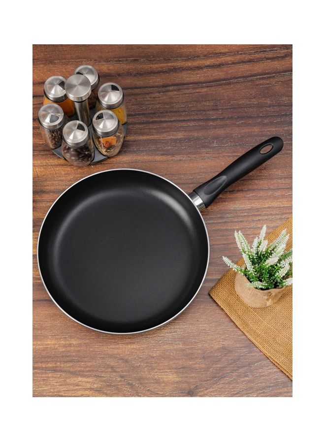 Royalford - Aluminum Fry Pan Strong Aluminum Body With Non-Stick Coating And Bakelite Handle| Heat Resistant Exterior, Compatible With Hot Plate, Halogen, Ceramic And Gas Stovetops Black 38x20x4.2 cmcm - Image 1