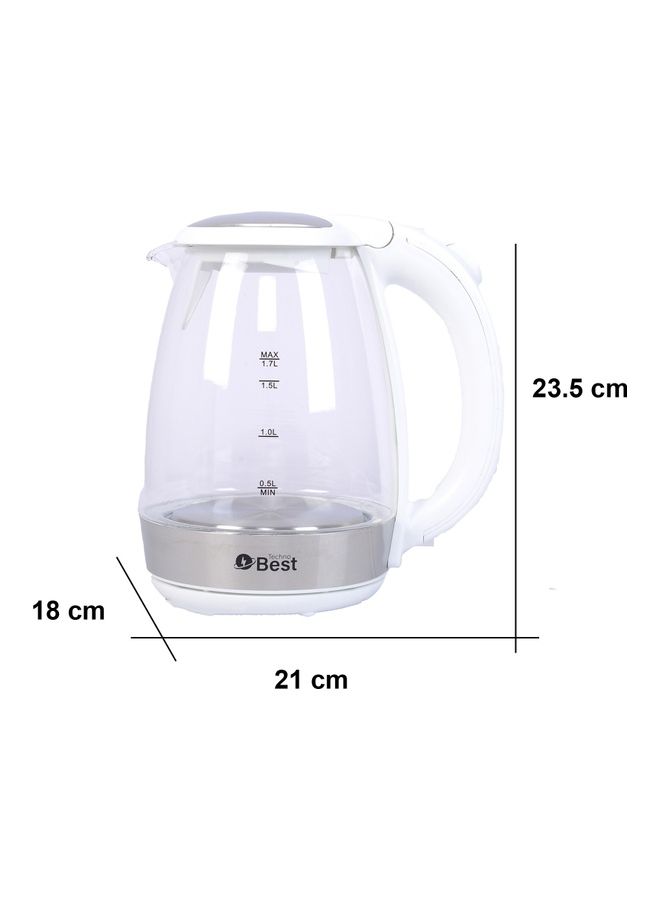 غلاية زجاجية 1.7 لتر تصميم مضاد للانزلاق - BGK-002 1.7 L 1850 W BGK-002 ابيض