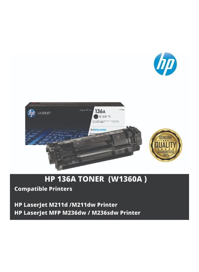 HP - 136A Black Original LaserJet Toner Cartridge Compatible With HP LaserJet M211d Printer Series / MFP M236dw Printer Series Black - Image 1