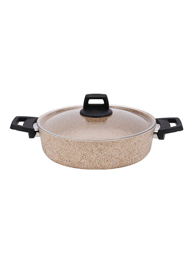 Royalford Gabbro 7pcs Granite Coated Cookware Set, RF10980 | Aluminium Pot and Pan | Casserole, Shallow Pot, Frypan with Bakelite Handles | Tempered Glass Lid Beige 26cm - Image 4