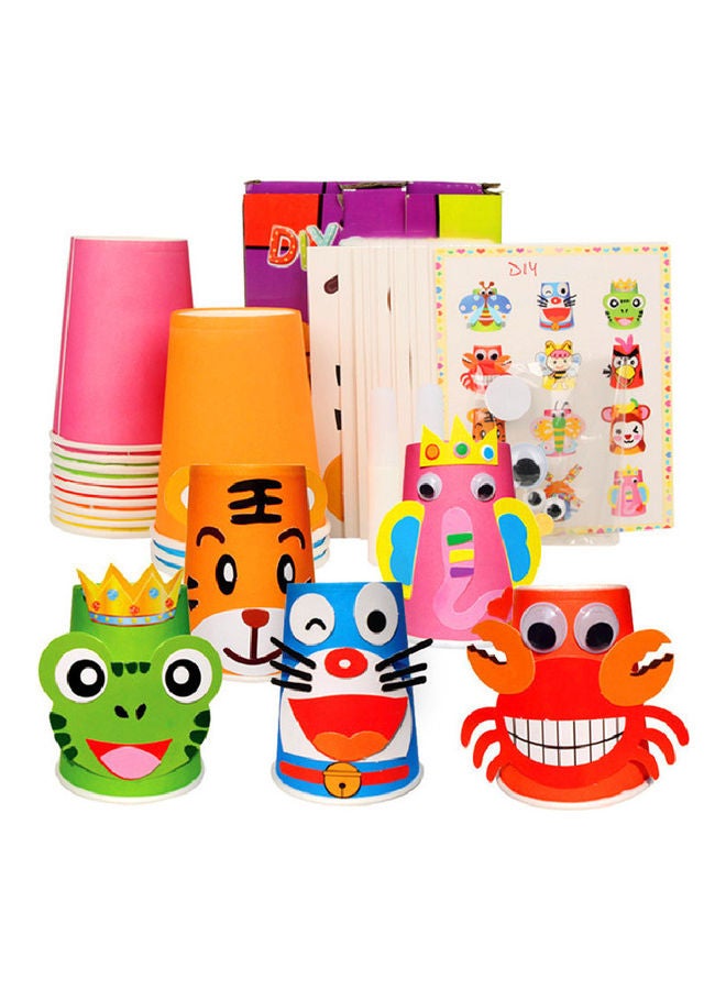 Kidle Children's Handmade Paper Cup Box Diy Sticker Crafts Art Kit Kids Toys 9*5*5cm  - Image 1