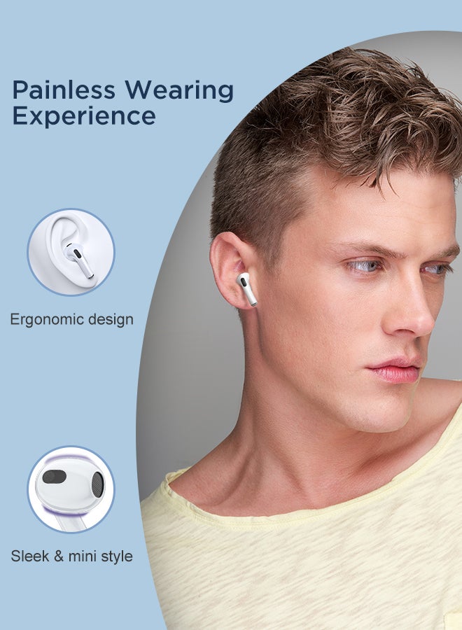 JOYROOM - JR-T03S Plus Bluetooth 5.1 TWS Half In-Ear Earphones Wireless Earbuds With Protective Cover Standard Version White - Image 1