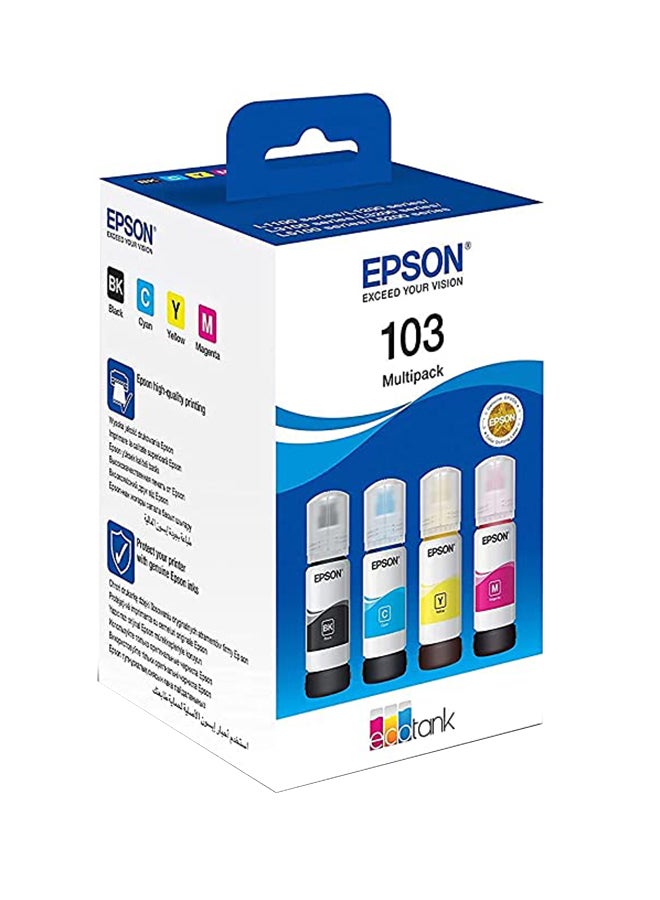 EPSON - Pack of 4 Epson 103 Ink Bottle Set Black, Cyan, Yellow & Magenta - Image 1