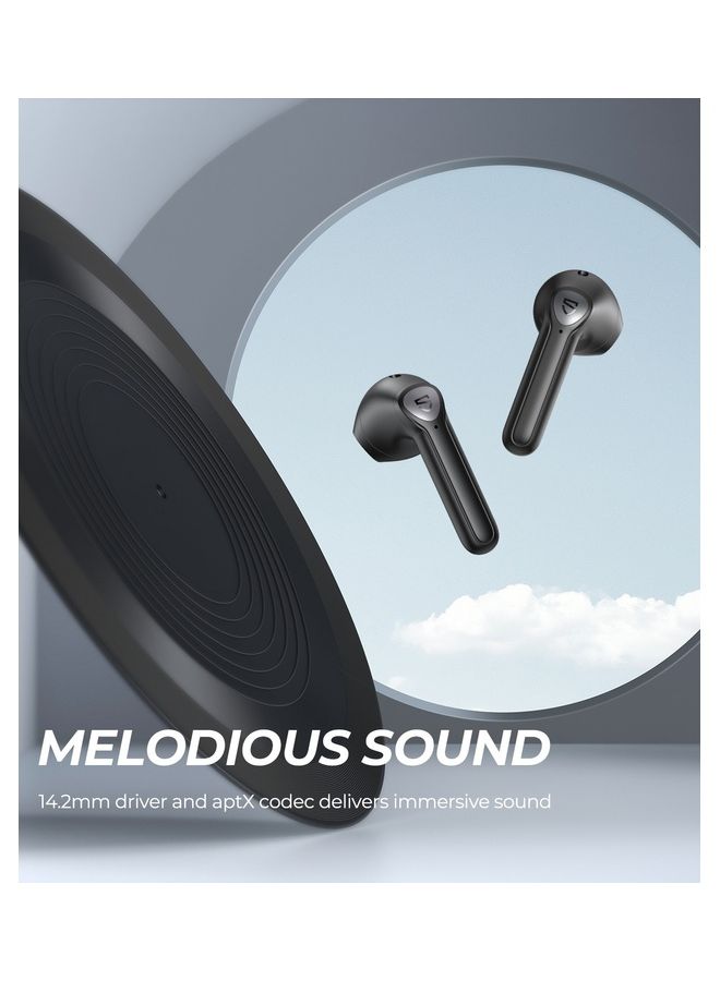 SoundPEATS - True Air2 Wireless Earbuds With Qualcomm Qcc3040 Bluetooth V5.2 Headphones 4 Mic And Cvc 8.0 Noise Cancellation For Clear Calls True Wireless Mirroring Total 25 Hours Aptx Codec Black - Image 1