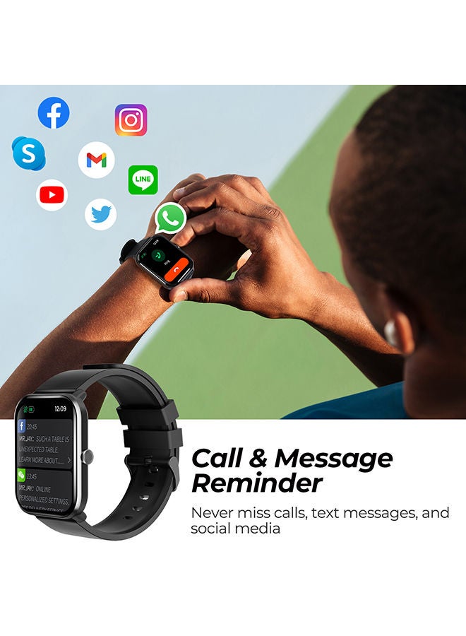 SoundPEATS - SmartWatch With All Day Heart Rate Monitor Sleep Quality Tracker IP68 Waterproof 1.4" Large Touch Screen Call & Message Reminder Black - Image 1