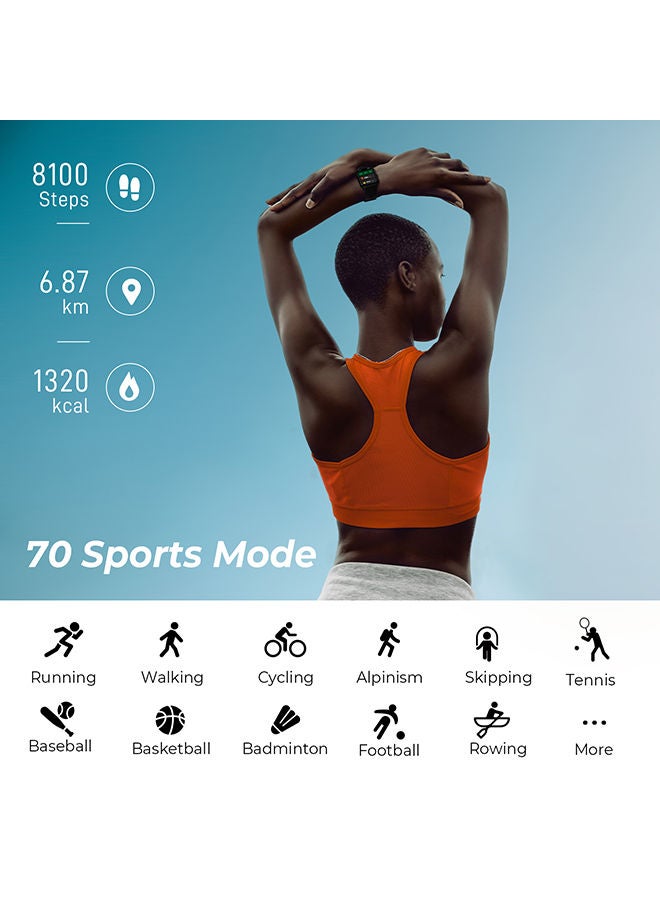 SoundPEATS - SmartWatch With All Day Heart Rate Monitor Sleep Quality Tracker IP68 Waterproof 1.4" Large Touch Screen Call & Message Reminder Black - Image 1