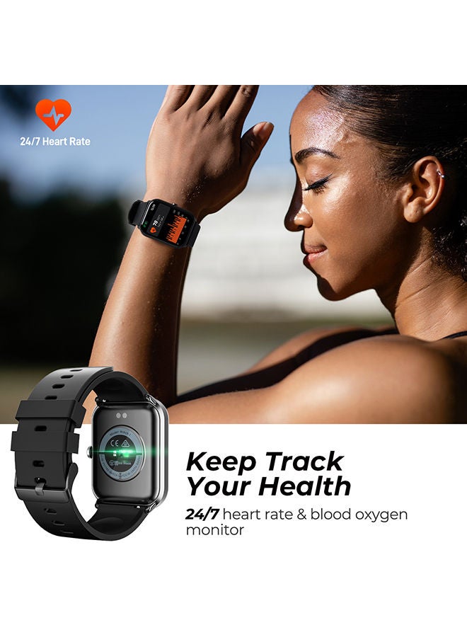 SoundPEATS - SmartWatch With All Day Heart Rate Monitor Sleep Quality Tracker IP68 Waterproof 1.4" Large Touch Screen Call & Message Reminder Black - Image 1
