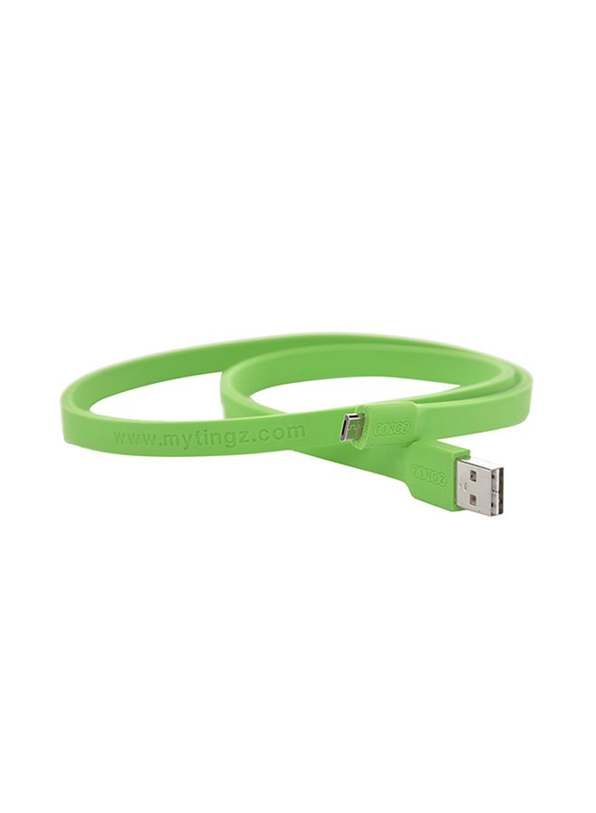TINGZ Silicon Cable MicroUSB To USB Cable Green  - Image 2