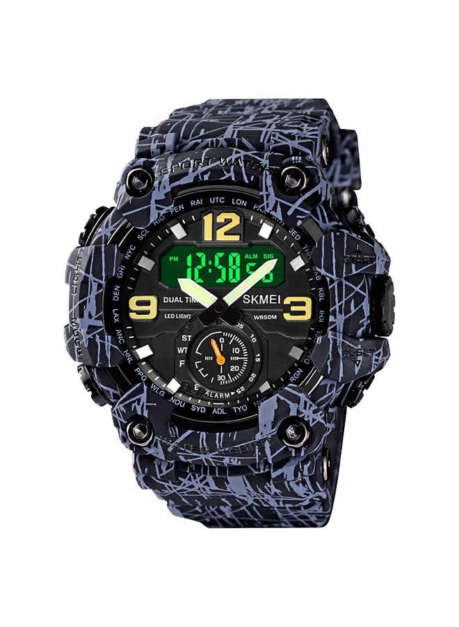 Men's 1637 Japan Movement 3 Time Dual Display Analog LED Electronic Quartz Wristwatch