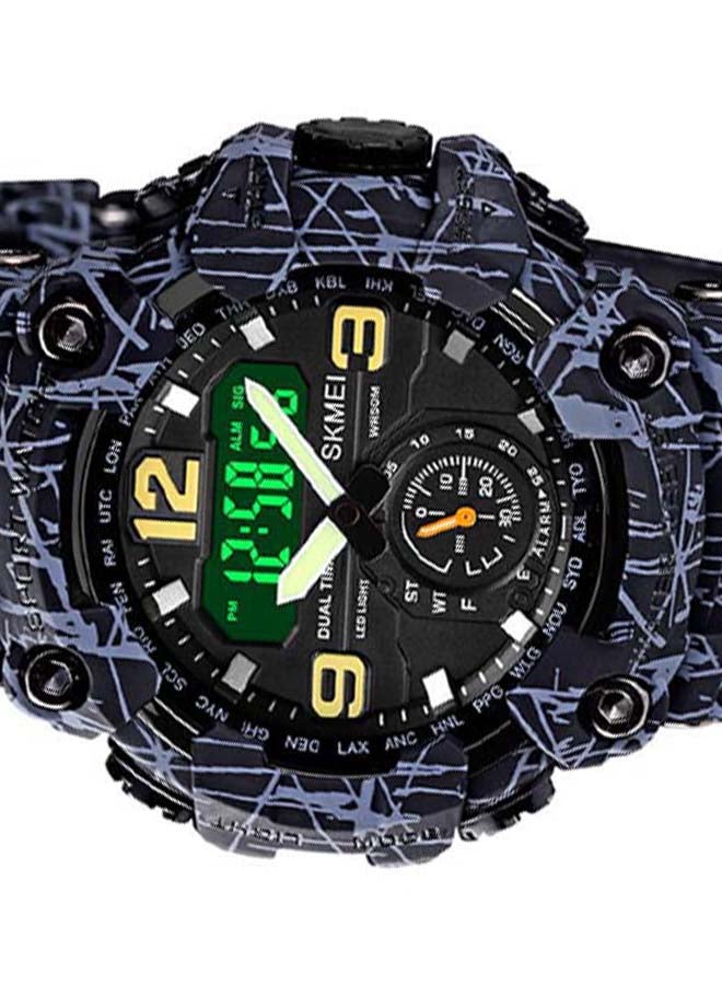 Men's 1637 Japan Movement 3 Time Dual Display Analog LED Electronic Quartz Wristwatch