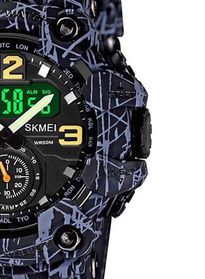 Men's 1637 Japan Movement 3 Time Dual Display Analog LED Electronic Quartz Wristwatch