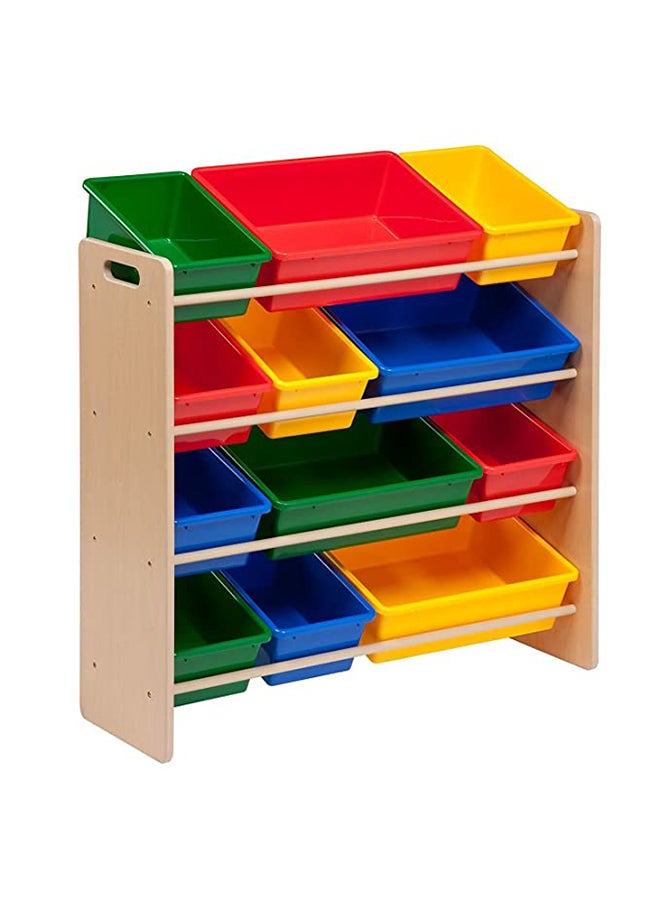 Homesmiths Homesmiths 4-tier Toy Storage Organizer For Kids Beige Color, 12 Multicolor Plastic Bins | Perfect for Home, Play Schools and Kindergarten D39.8Cm x W85.5Cm x H88.3Cm Brown  - Image 5