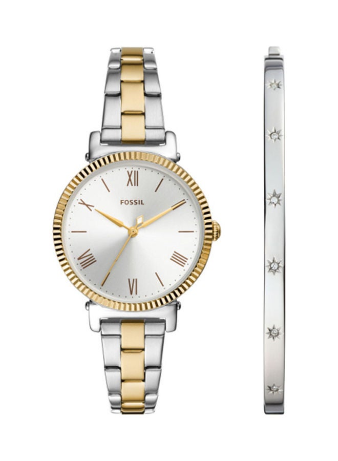 FOSSIL Women's Analog Round Shape Stainless Steel Wrist Watch ES5249SET 34 mm 