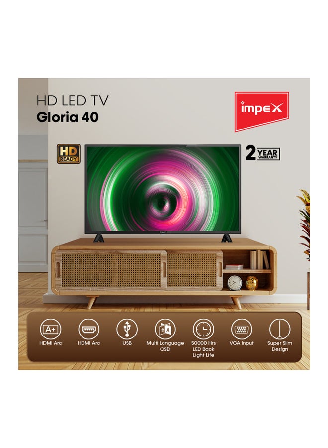 Impex - 40 Inch Full HD LED TV -A+ Grade Panel, Zero Bright Dot, Ultra Slim Design, Smart Energy Saving, HDMI\USB Input Gloria Black - Image 1