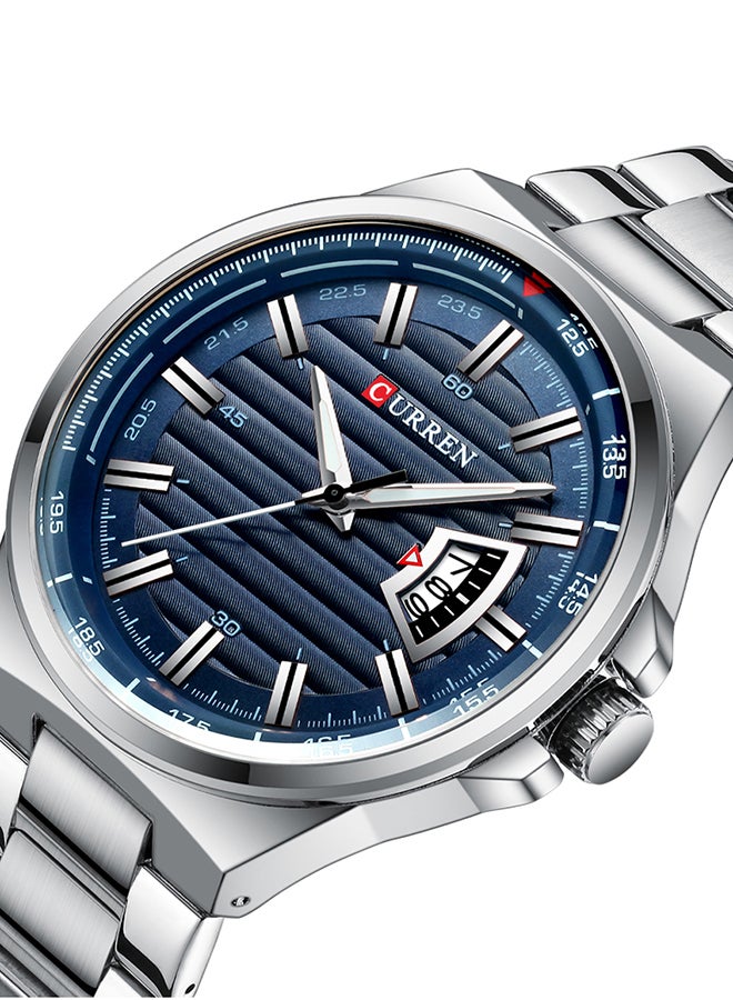 CURREN Men's Waterproof Stainless Steel BAnd With CalAnder Quartz Watch 8375 - 45 mm - Silver - Image 2