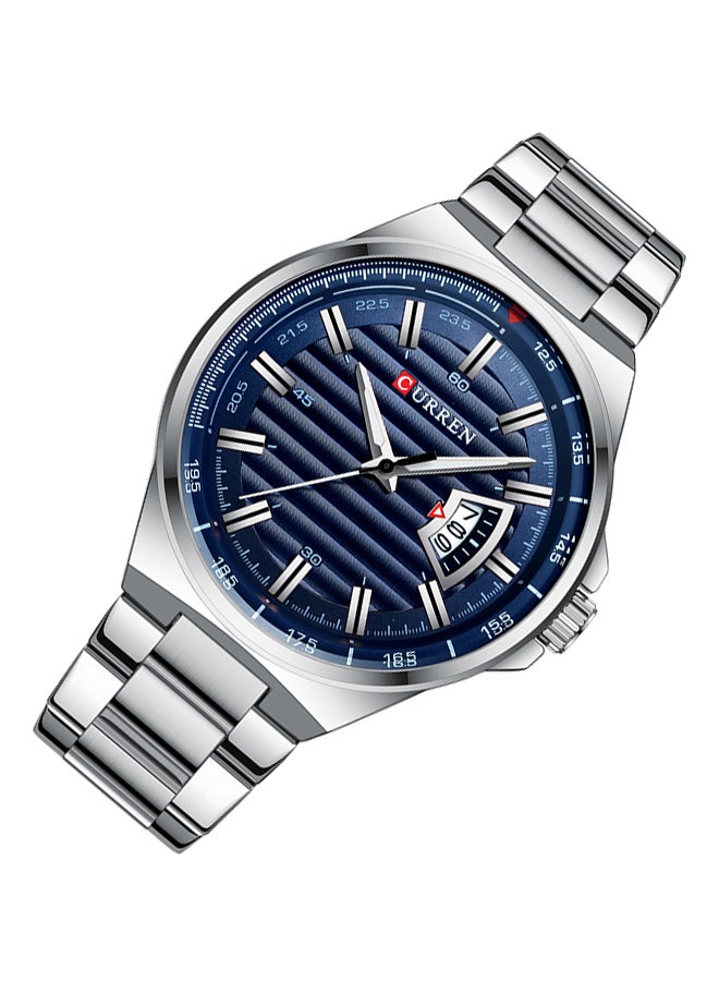 CURREN Men's Waterproof Stainless Steel BAnd With CalAnder Quartz Watch 8375 - 45 mm - Silver - Image 4