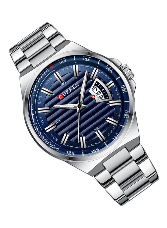 CURREN Men's Waterproof Stainless Steel BAnd With CalAnder Quartz Watch 8375 - 45 mm - Silver - Image 5